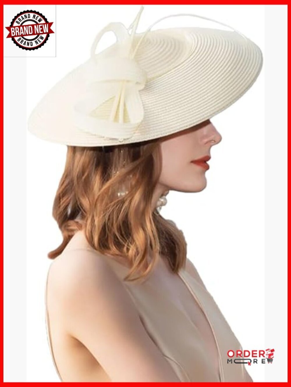 Straw Fedora Wide Brim Hat Adjustable Fascinator Feather Derby